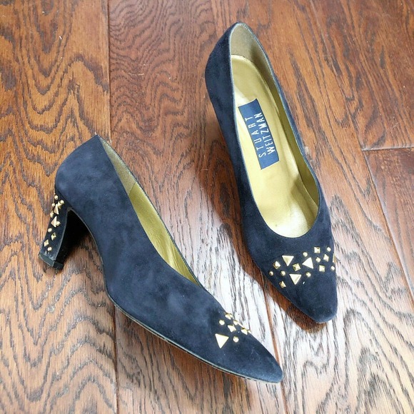 Vintage 80's Stuart Weitzman Blue Suede Heels - Picture 2 of 8